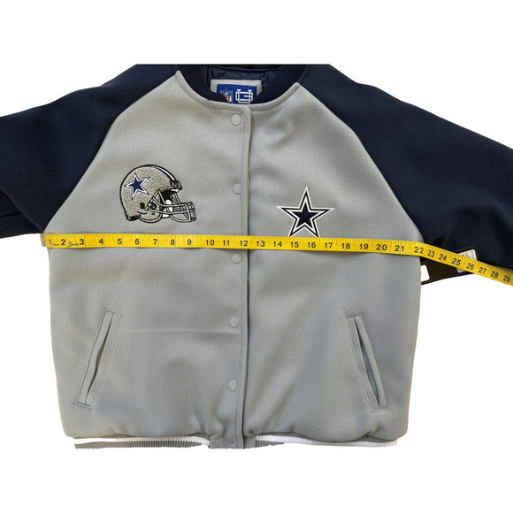 Dallas Cowboys Varsity Jacket Men Large Gray Navy NFL Football Fleece Snap NWT - Picture 7 of 10